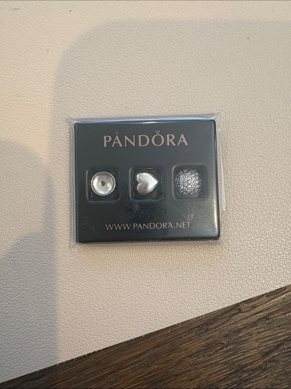 Pandora Petites Silver Trio Charms - Silver Heart, Stud & Sparkle